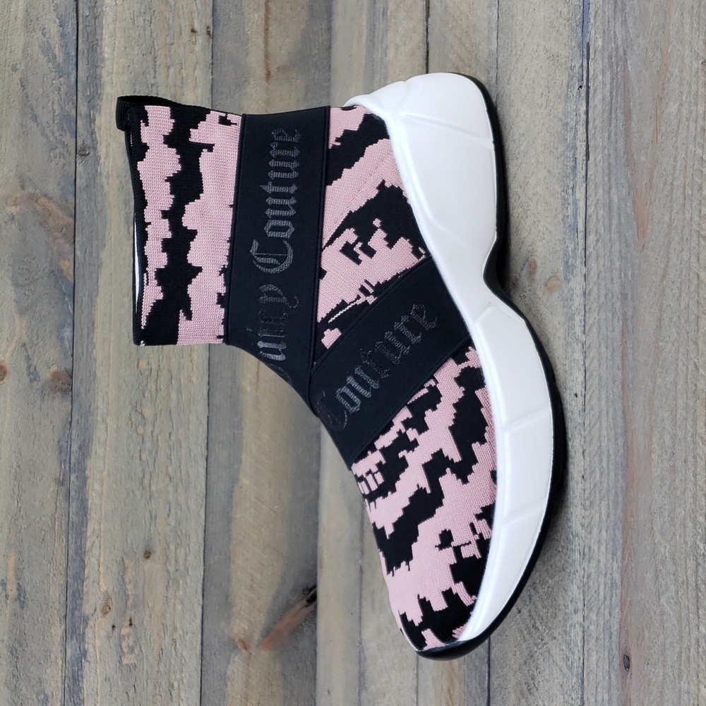 Juicy Couture Ariella Slip On High Top Knit Sneakers Pink Tie Dye Black - Picture 3 of 8